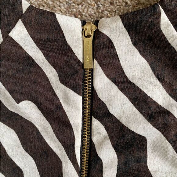Michael Michael Kors Dress Zebra Print Good Zipper Detail Womens Size 2 - Picture 6 of 10